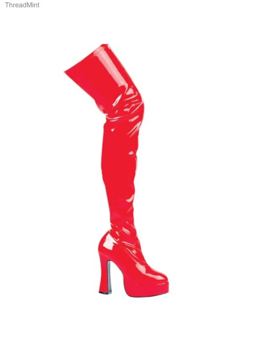 5.5 Inch Heel Thigh High Boot with Side Zipper Synthetic